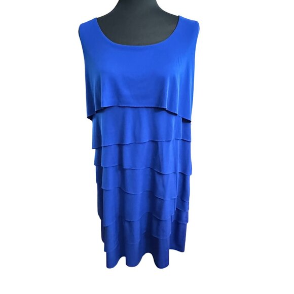 Chico's Dress Size 2 L Blue Layered Sleeveless Dress Flappers Style Royal Blue - Picture 1 of 16